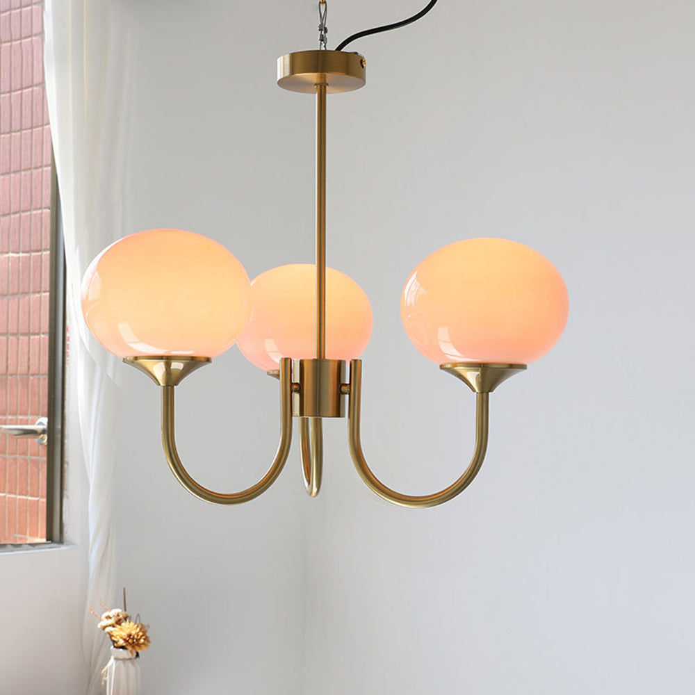 Valentina Retro Art Deco Globe Chandelier, White/Pink/Beige - Neutral Decor