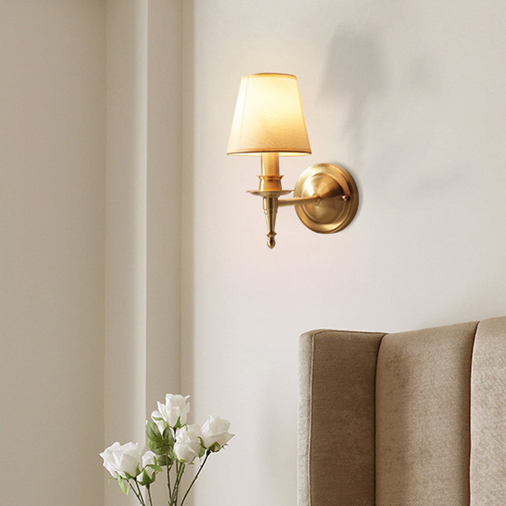 Tiffany Vintage Rustic Lantern Fabric LED Wall Lamp, Gold - Neutral Decor