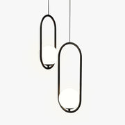 Valentina Minimalist Oval Golden & Black Frame Globe Pendant Light - Neutral Decor
