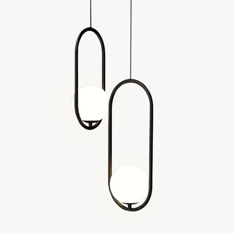Valentina Minimalist Oval Golden & Black Frame Globe Pendant Light - Neutral Decor
