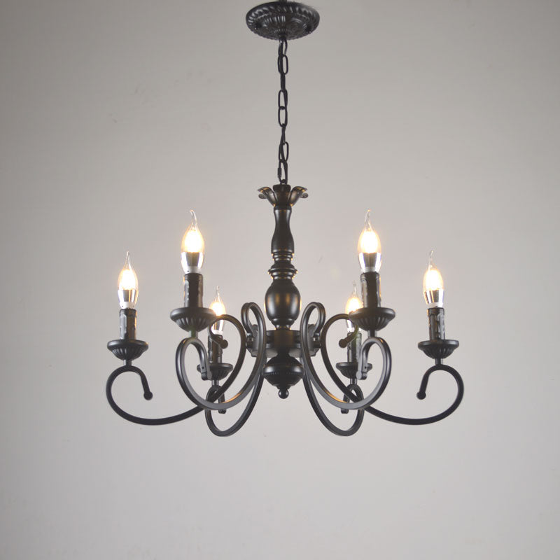 Silva Creative Retro Candle Chandelier Black Metal Bedroom - Neutral Decor