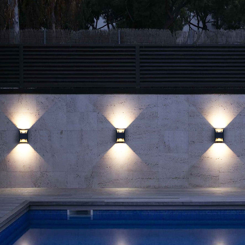 Ray Minimalist Up/Down Metal Outdoor Wall Lamp, Black - Neutral Decor