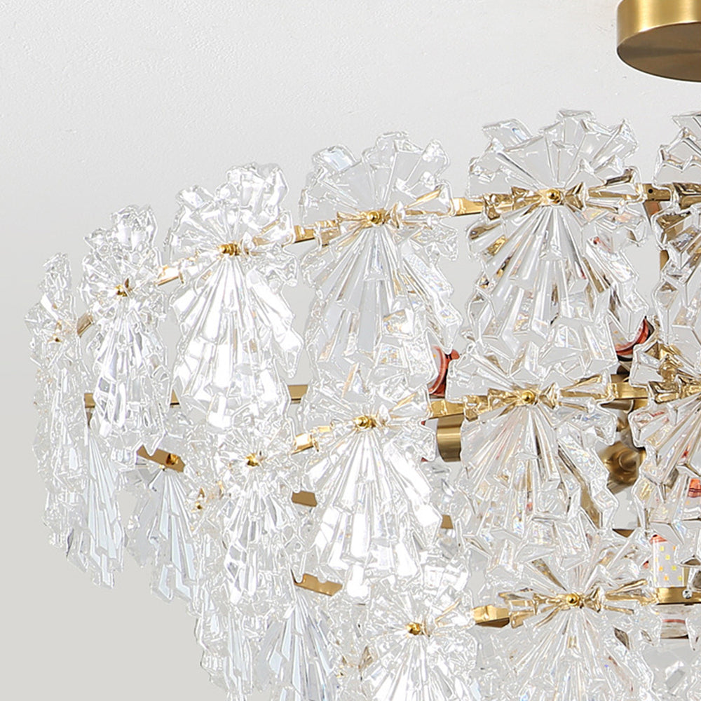 Kristy Elegant Gold Pendant Light 3 Rings, Metal/Glass - Neutral Decor