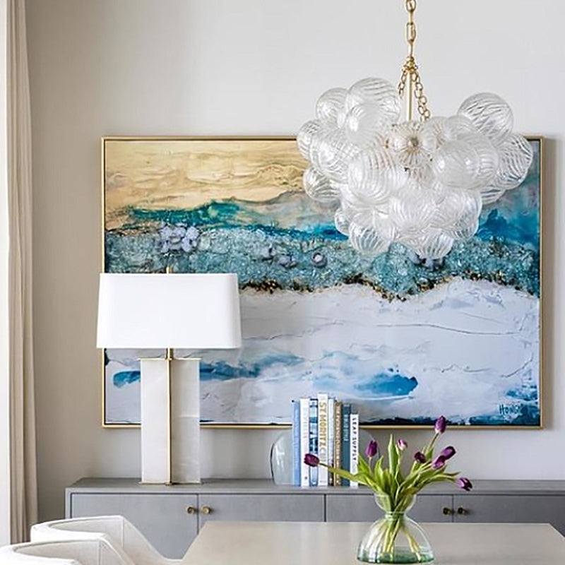Valentina Luxury Modern LED Bubble Chandelier Glass Living Room - Neutral Decor