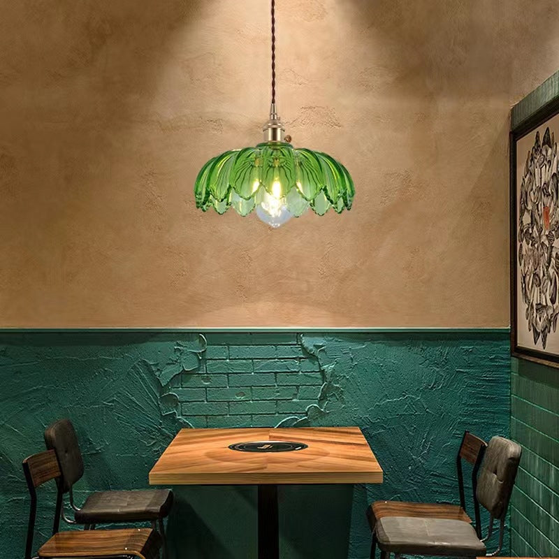 Valentina Retro LED Pendant Light Colourful Glass/Metal Flower Dining Room - Neutral Decor