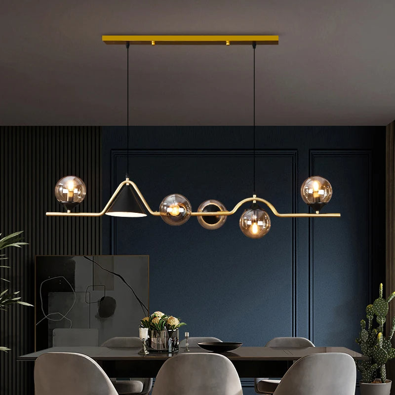 Arisha Modern LED Pendant Light Black/Gold Glass Living Room/Bedroom - Neutral Decor