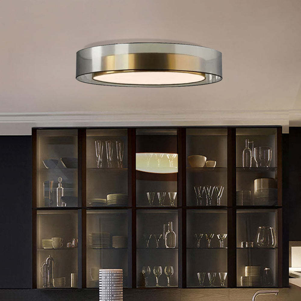 Arisha Nordic Modern Round LED Flush Mount Ceiling Light, Gold Copper - Neutral Decor