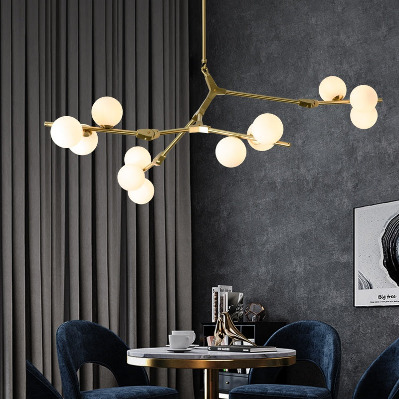 Valentina Modern LED chandelier Gold/Black Glass Living Room/Bedroom - Neutral Decor
