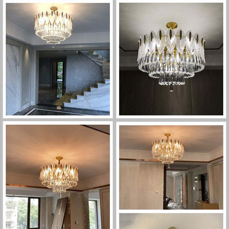 Arisha Luxury Feather Crystal Chandelier, Living Room - Neutral Decor