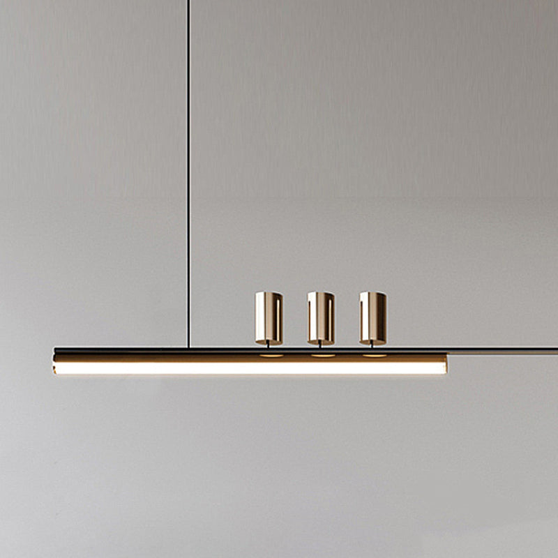 Aria Modern Long LED Pendant Light Black Metal Dining Room - Neutral Decor