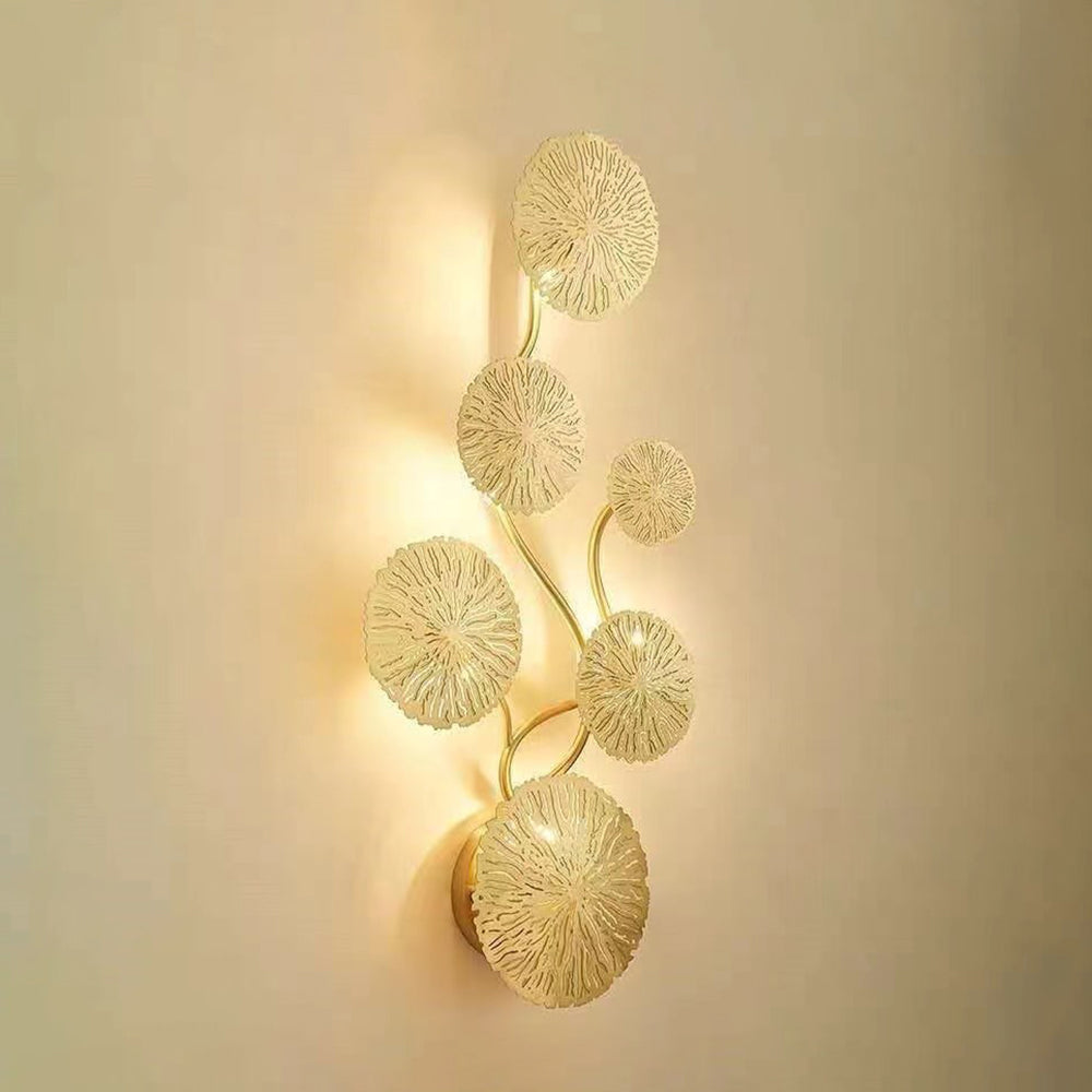 Arisha Modern Metal Round Lotus Leaf Wall Lamp, Gold - Neutral Decor