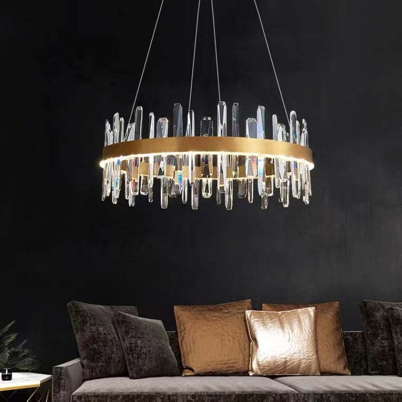 Kristy Modern Crystal Ring Chandelier Black&Gold - Neutral Decor