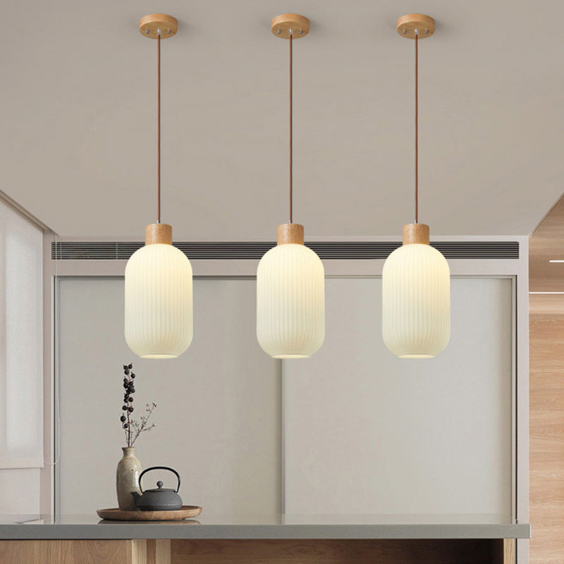 Muto Modern Wood/Glass Pendant Light, White - Neutral Decor