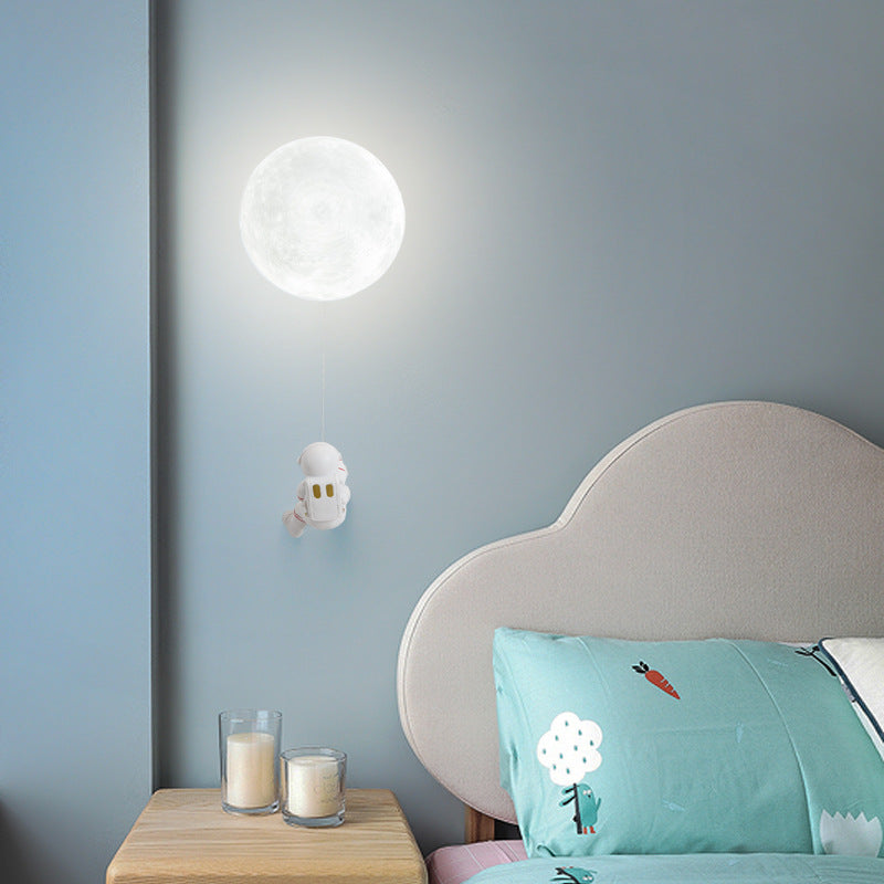 Aria Modern Moon LED Indoor Wall Lamp White Resin Kid's Room - Neutral Decor