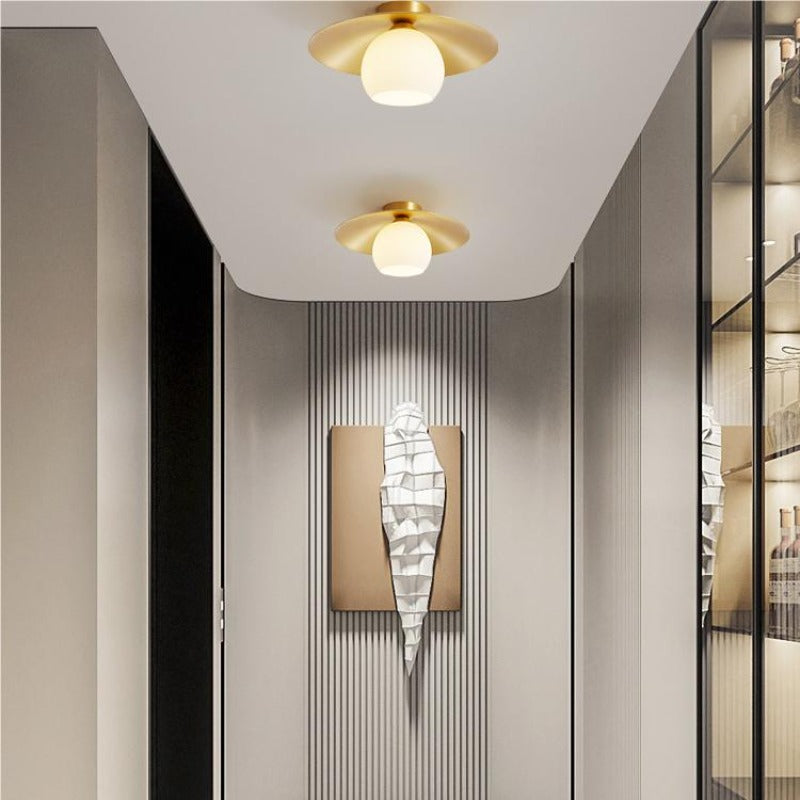 Arisha Nordic Retro LED Flush Mount Ceiling Light Metal Glass Corridor - Neutral Decor