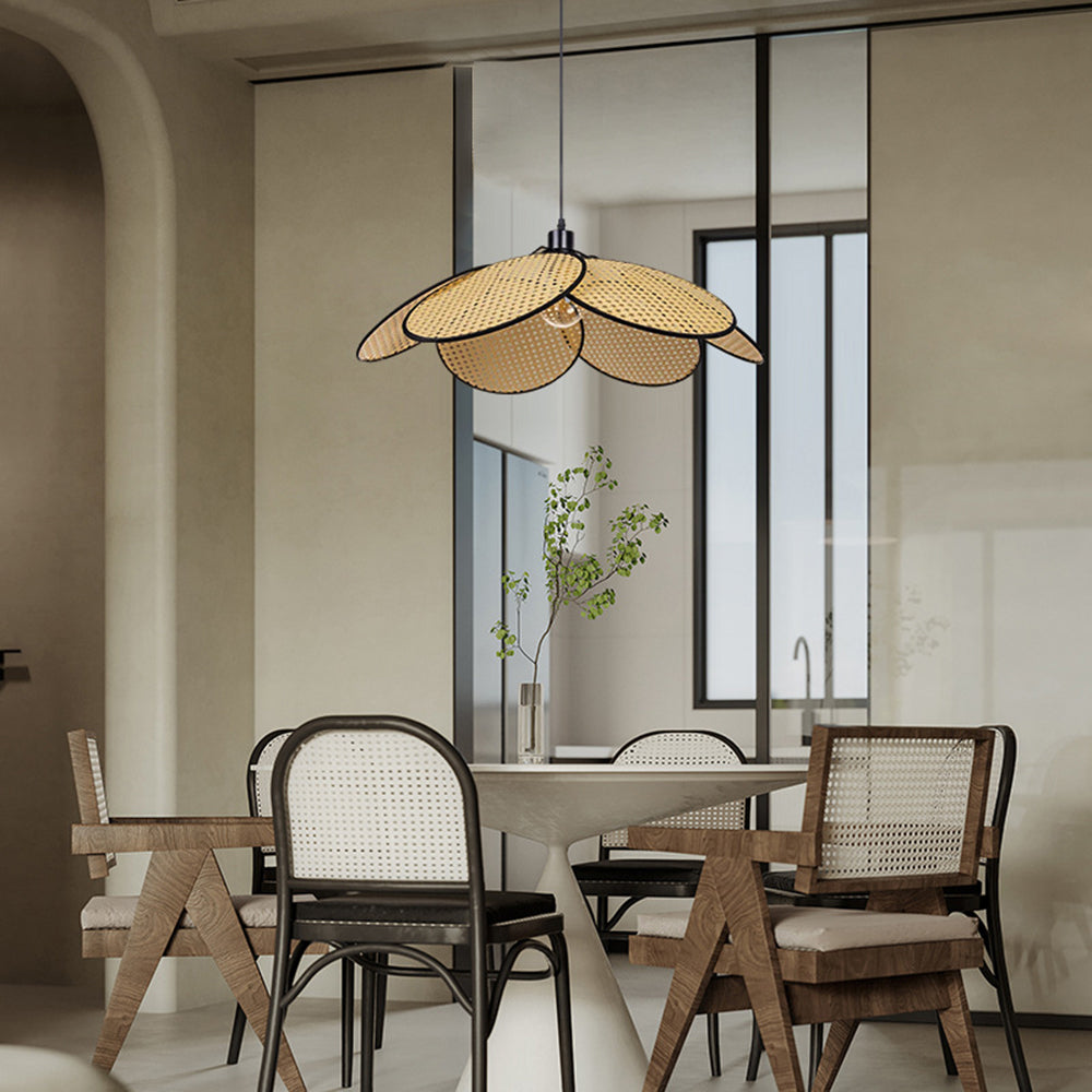 Ritta Willow weave Wabi Sabi Rattan Pendant Light, Black/White - Neutral Decor