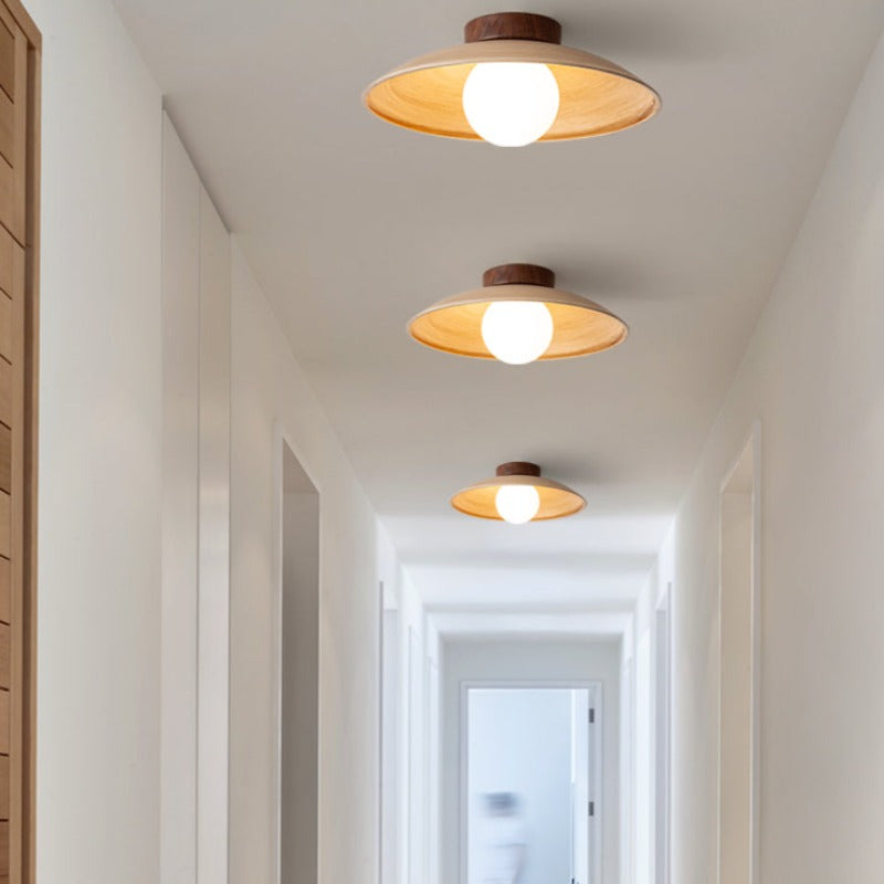 Muto Vintage Flush Mount Ceiling Light Wood/Metal/Glass Bar/Hotel - Neutral Decor