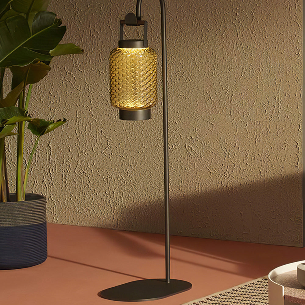 Ray Vintage Lantern Metal/Glass Outdoor Floor Lamp - Neutral Decor