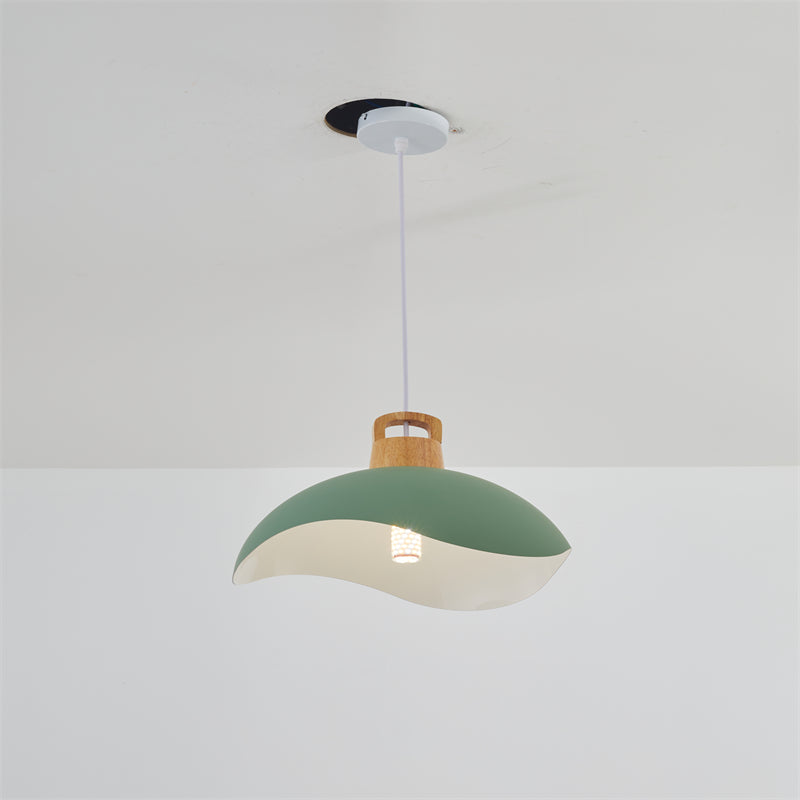 Valentina Colorful Shade Single Pendant Lights, Wood & Metal - Neutral Decor