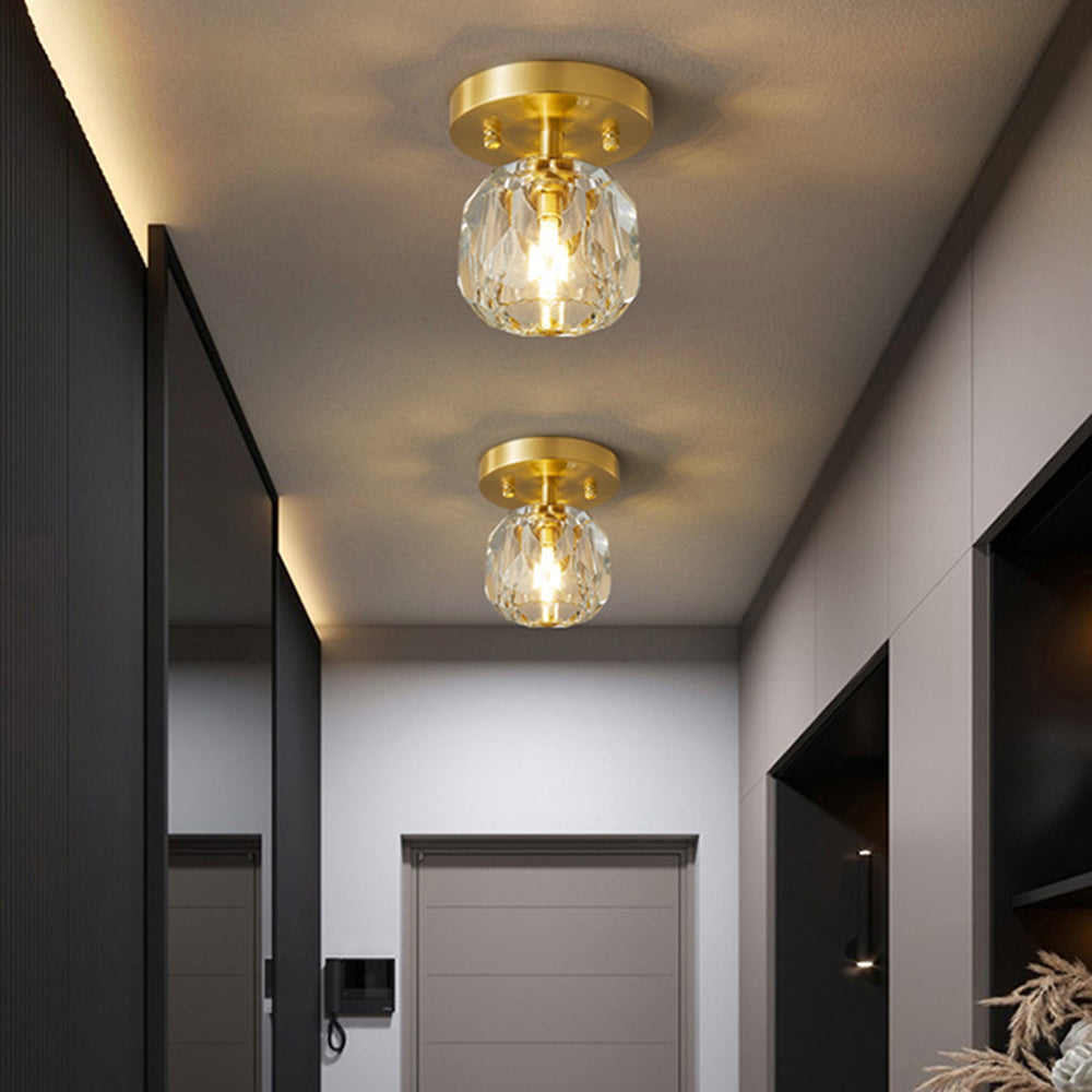 Kristy Luxury Diamond Metal/Acrylic Flush Mount Ceiling Light, Gold - Neutral Decor