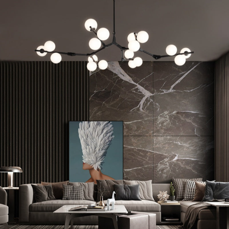 Valentina Modern LED chandelier Gold/Black Glass Living Room/Bedroom - Neutral Decor
