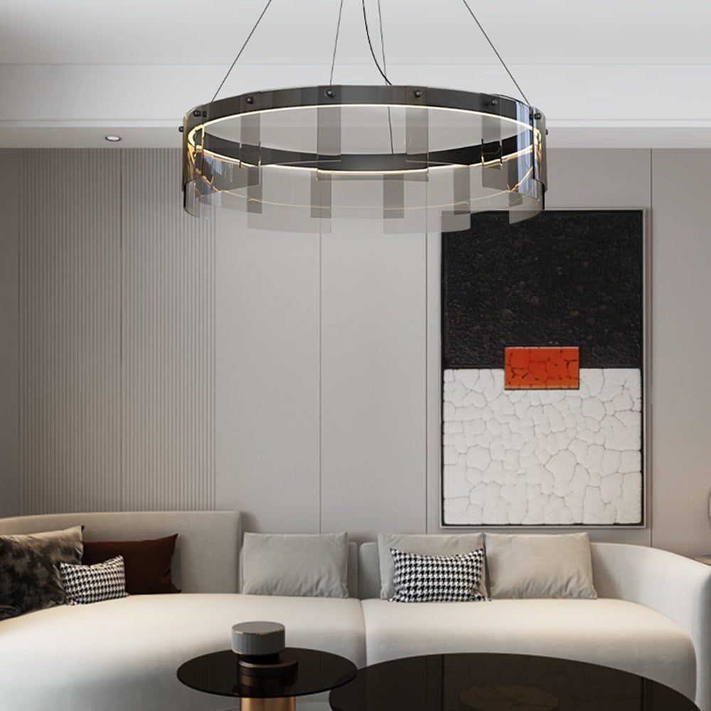Arisha Modern Ring Metal Pendant Light, Black - Neutral Decor