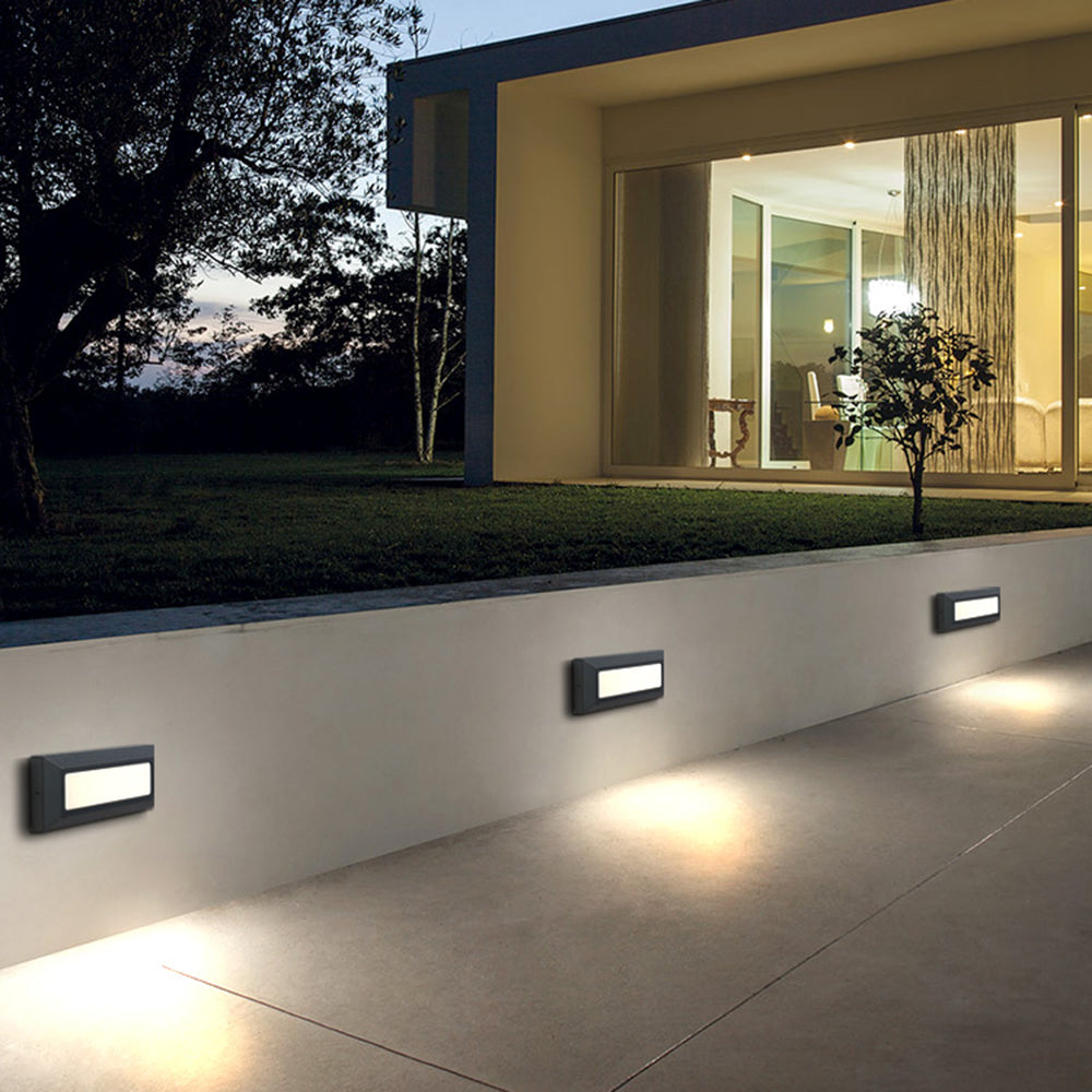 Ray Modern Metal Rectangular Outdoor Deck/Step Light, Black - Neutral Decor