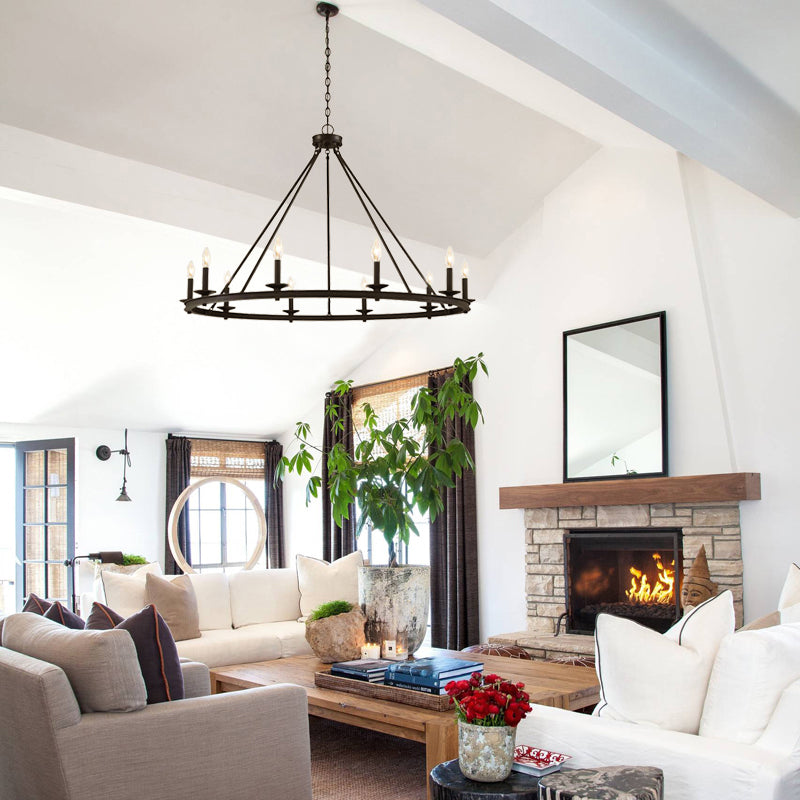 Silva Modern Candles Chandelier Black Metal Living Room/Bedroom - Neutral Decor