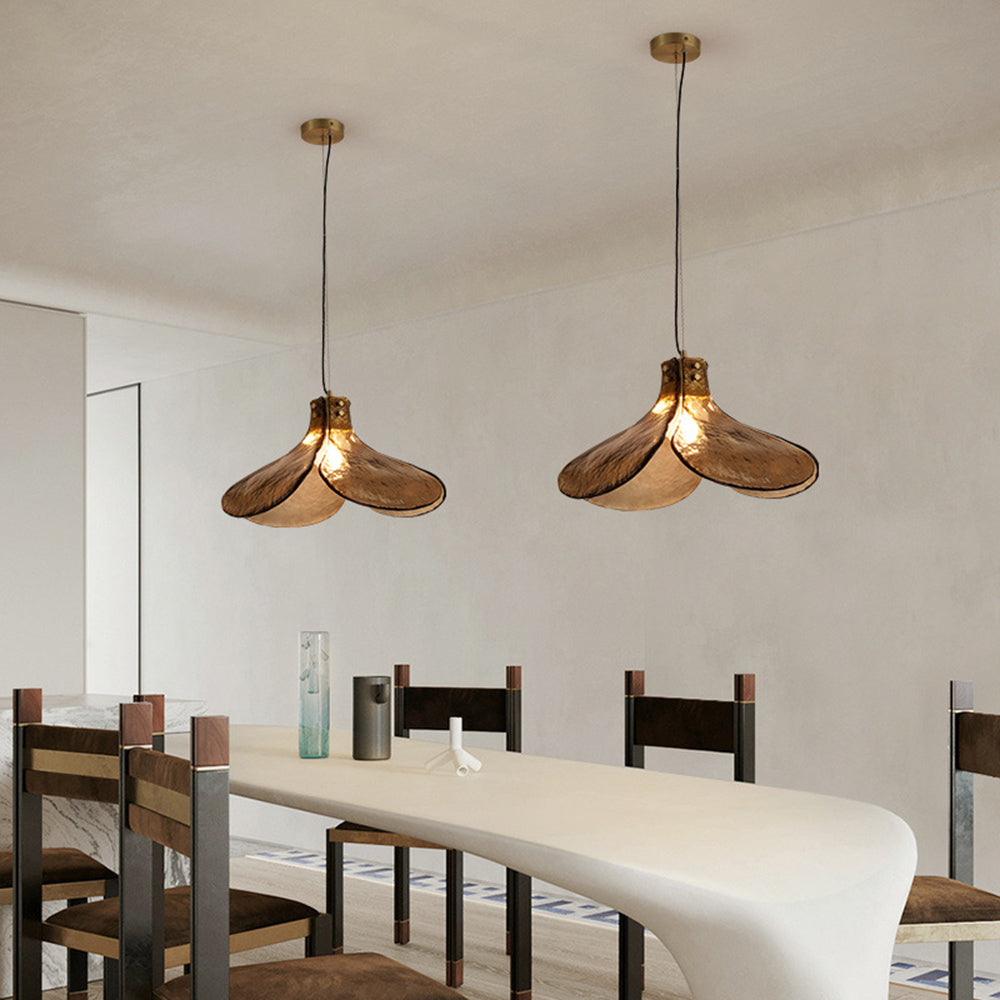 Arisha Handmade Retro Glass Pendant Light, Four-leaf Flower - Neutral Decor