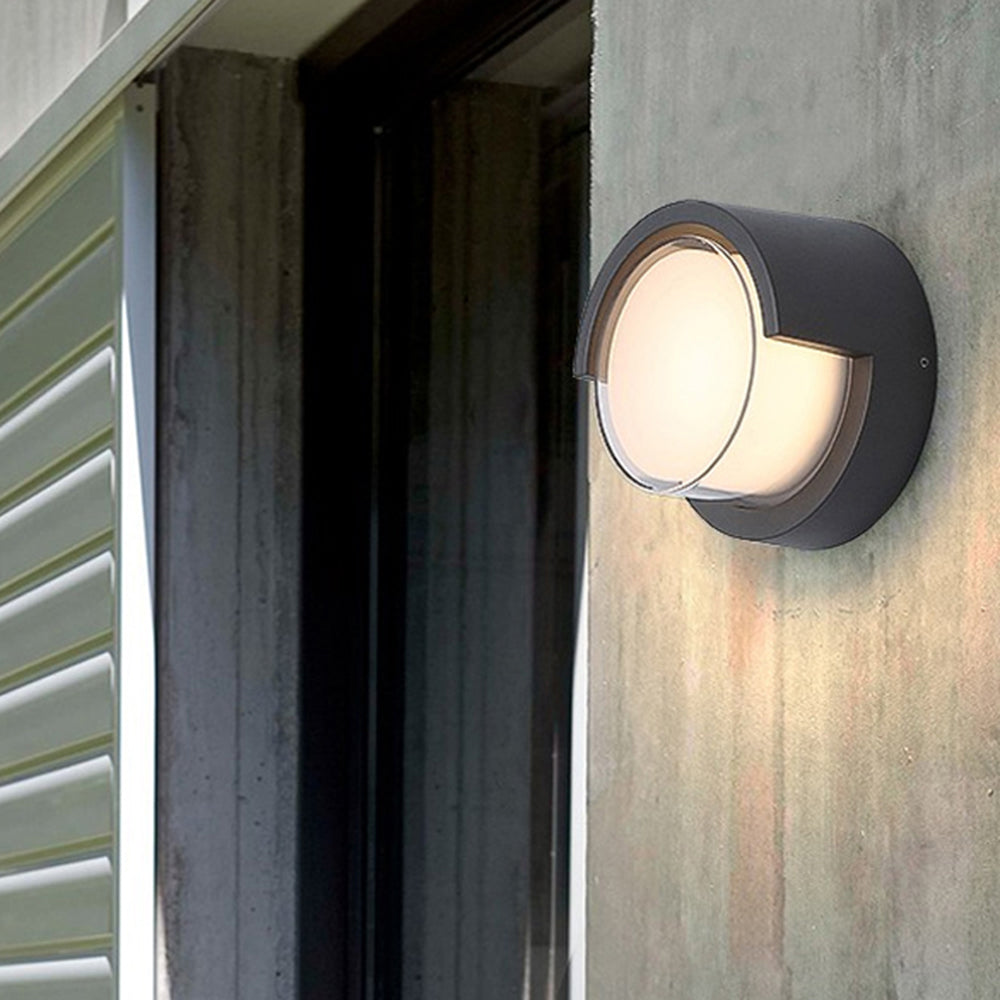 Ray Modern Round/Rectangular Metal/Acrylic Outdoor Wall Lamp, Black - Neutral Decor