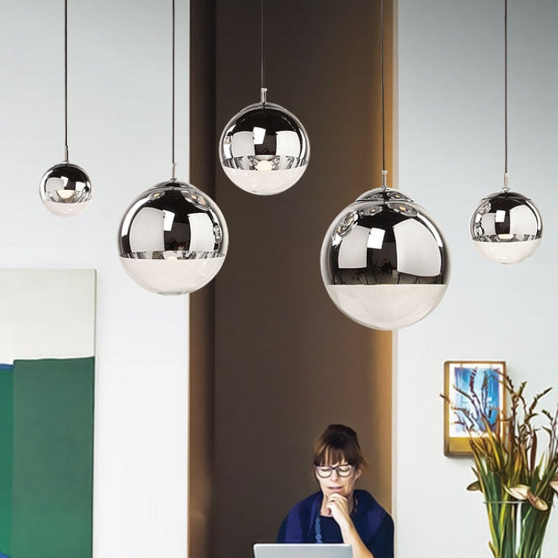 Valentina Industrial Round Metal Glass Pendant Light Living Room - Neutral Decor