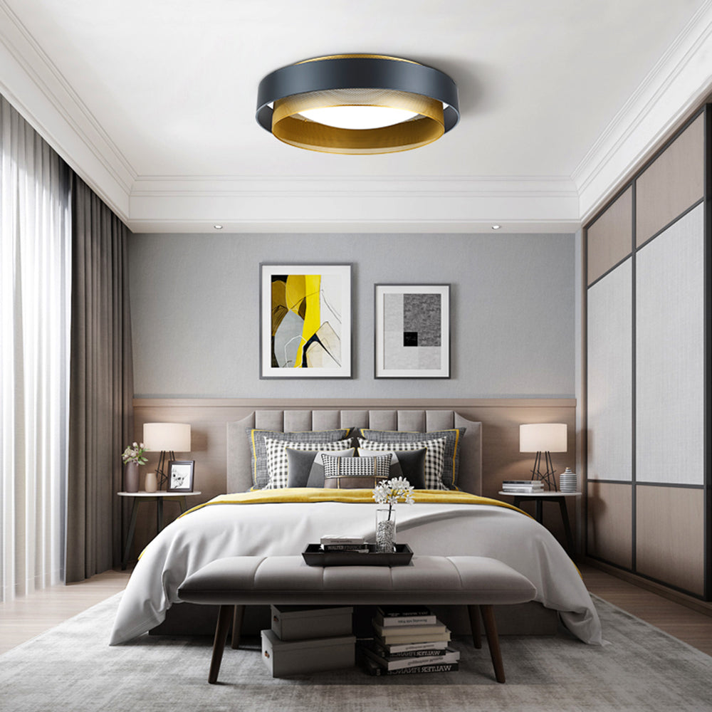 Arisha Modern Ring Metal/Acrylic Flush Mount Ceiling Light, White/Black - Neutral Decor