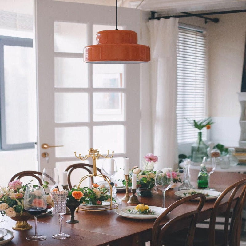 Arisha Single Head Vintage Pendant Light Orange Metal Dining Room - Neutral Decor