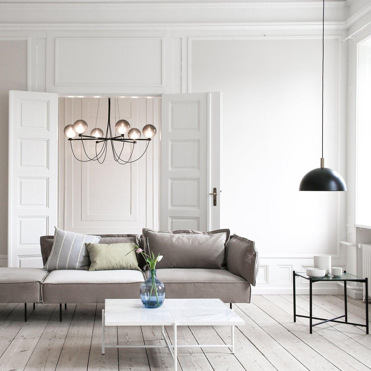 Valentina Nordic Modern Glass Ball Chandelier, Smoke Gray/Blue - Neutral Decor