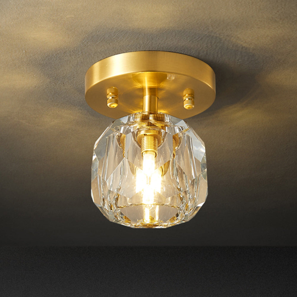 Kristy Luxury Diamond Metal/Acrylic Flush Mount Ceiling Light, Gold - Neutral Decor