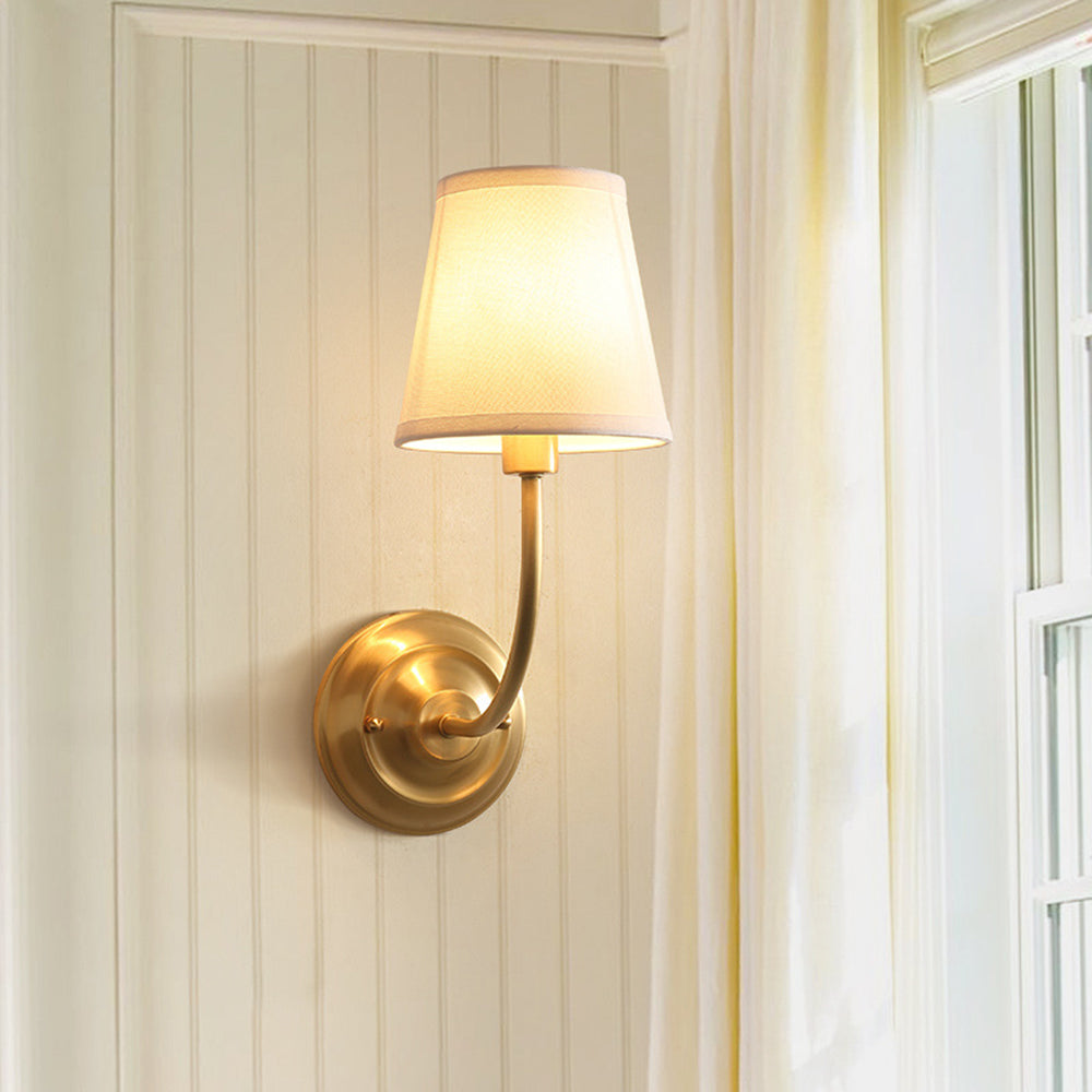 Tiffany Vintage Rustic Lantern Fabric LED Wall Lamp, Gold - Neutral Decor