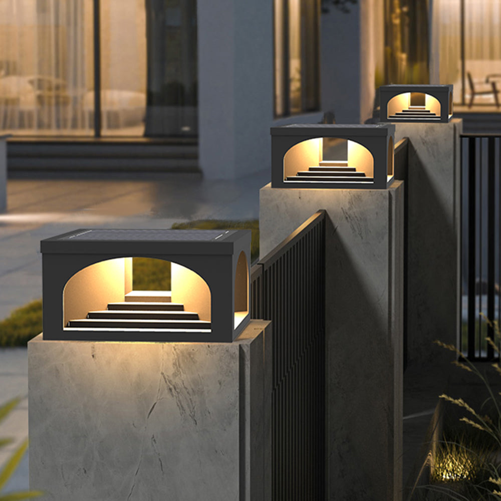 Ray Modern Stair Metal Solar Outdoor Pier-Mount Pillar Light - Neutral Decor