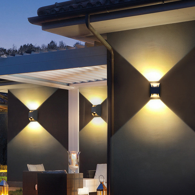 Ray Minimalist Up/Down Metal Outdoor Wall Lamp, Black - Neutral Decor
