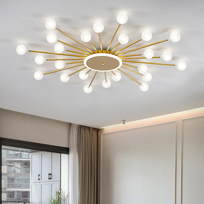 Arisha Nordic LED Flush Mount Ceiling Light Gold/Black Metal Living Room - Neutral Decor