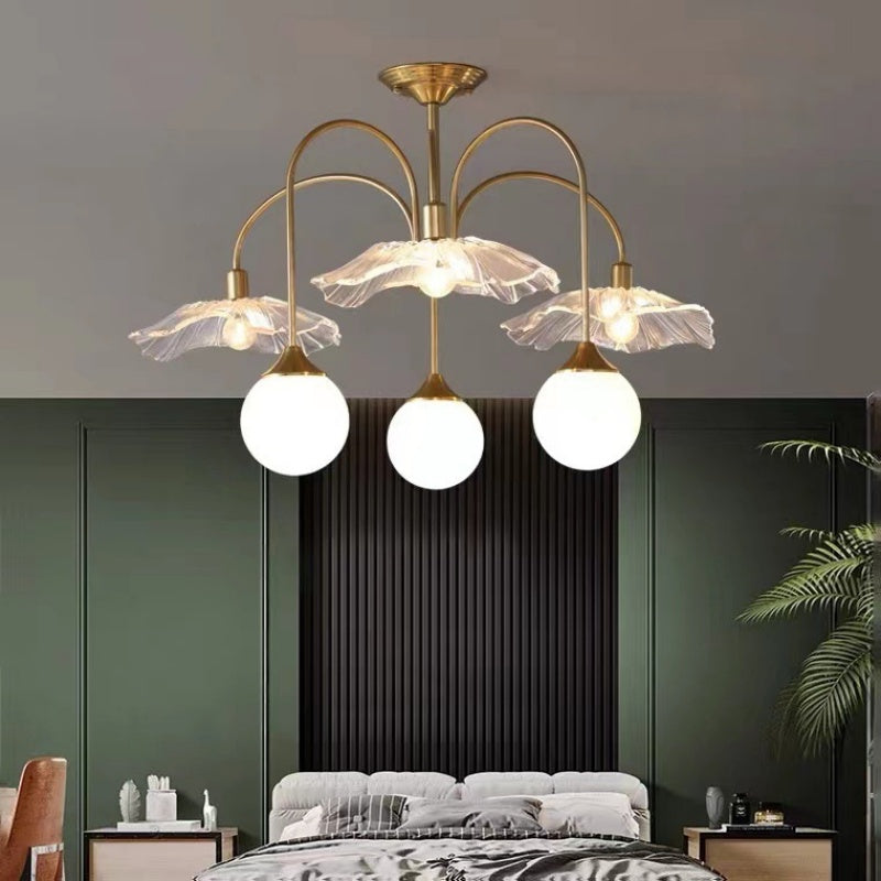 Valentina Nordic LED Chandelier Gold Glass Living/Dining Room/Bedroom - Neutral Decor