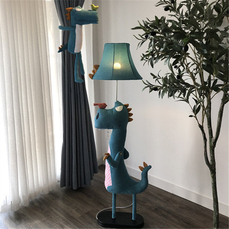 Minori Modern Dinosaur Metal/Fabric Floor Lamp - Neutral Decor