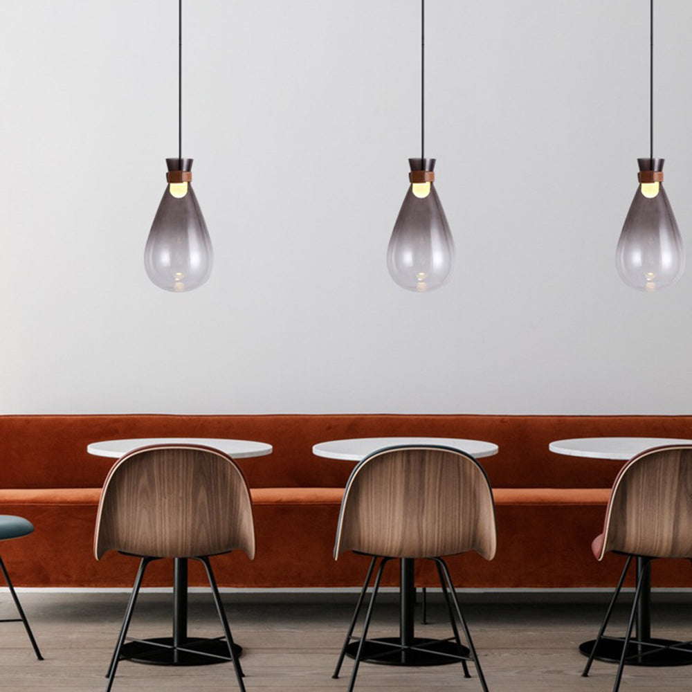 Valentina Minimalist Teardrop Shaped Glass Pendant Light, Smoke Gray/White - Neutral Decor