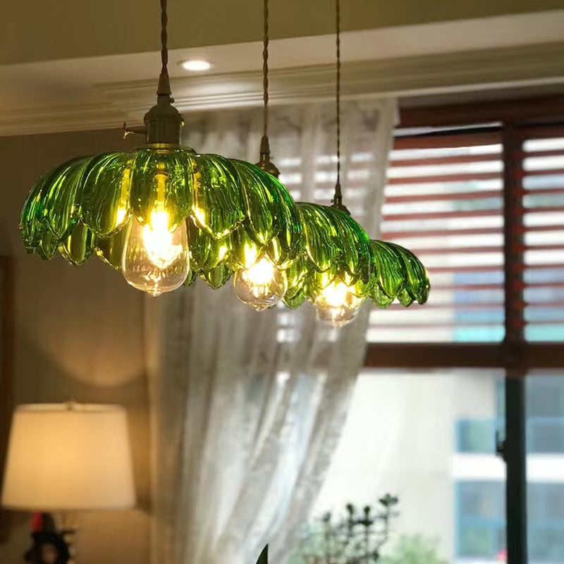 Valentina Retro LED Pendant Light Colourful Glass/Metal Flower Dining Room - Neutral Decor