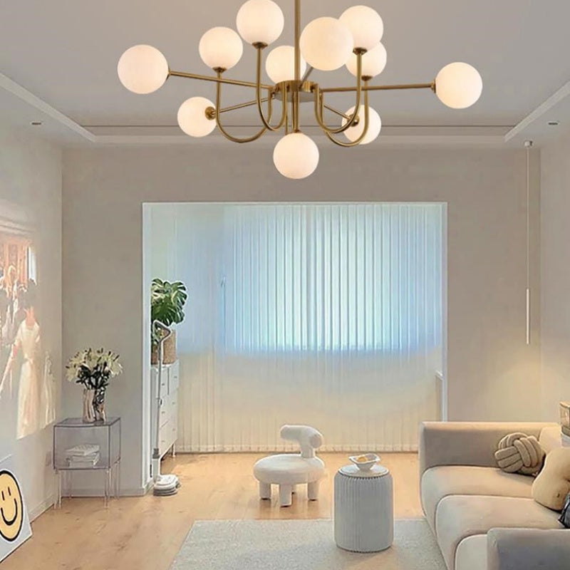 Valentina Modern LED Chandelier Gold Glass Living/Dining Room/Bedroom - Neutral Decor