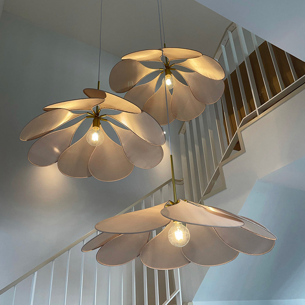 Ritta Pendant Light Vintage Rustic Wabi Sabi, Fabric, White/Brown - Neutral Decor