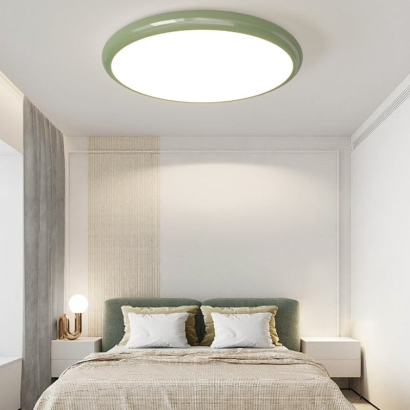 Muto Retro Circle Flush Mount Ceiling Light White Metal Bedroom - Neutral Decor