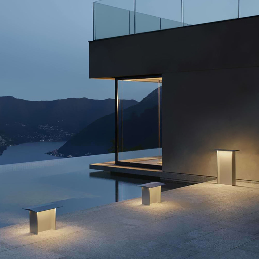 Ray Modern Metal Rectangular Solar Outdoor Path Light, Grey/Black - Neutral Decor