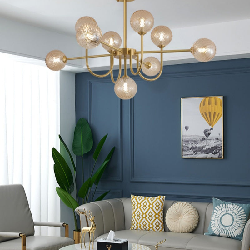 Valentina Modern LED Chandelier Gold Glass Living/Dining Room/Bedroom - Neutral Decor