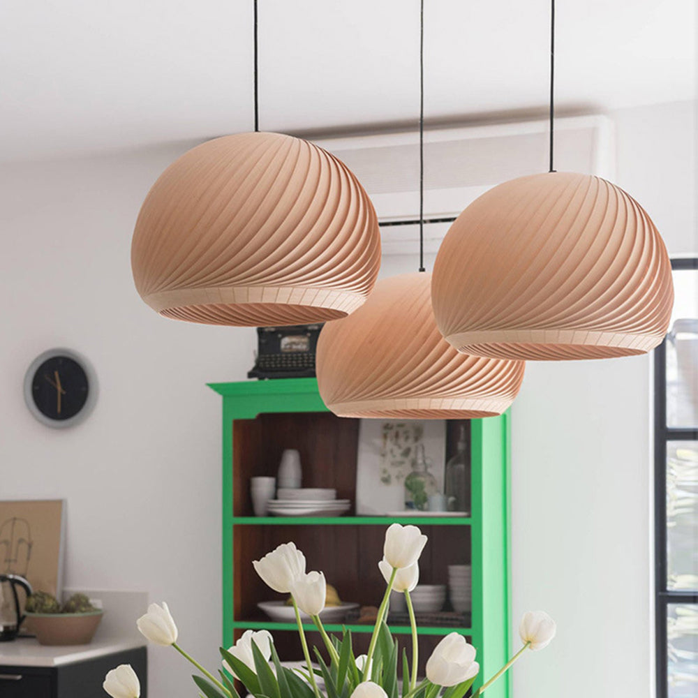 Muto Farmhouse Semi Metal Pendant Light, Brown/Wood - Neutral Decor