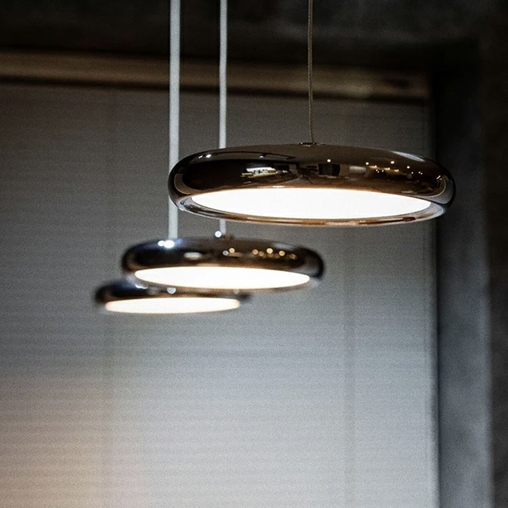 Arisha Minimalist Circular Metal Pendant Light,Silver/Gold/Rose Gold - Neutral Decor